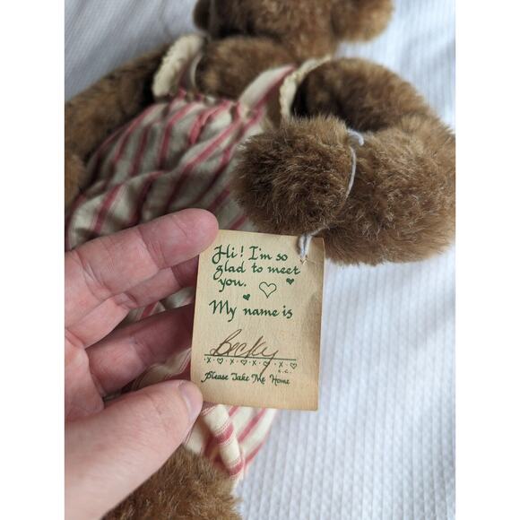 Vtg Teddy Bear DURBEARS SUSAN DURBAS BEAR PLUSH 18" SIGNED 1990 Girl Country NEW - Picture 4 of 7